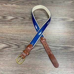 Leather Man Ltd. Blue Swordfish Pattern Belt 32